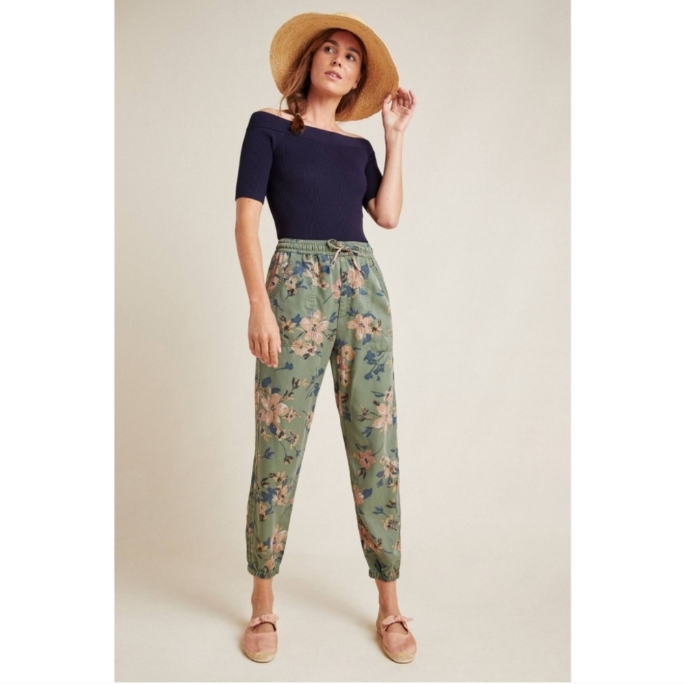 Anthropologie Orana Floral Camo Green Joggers XS